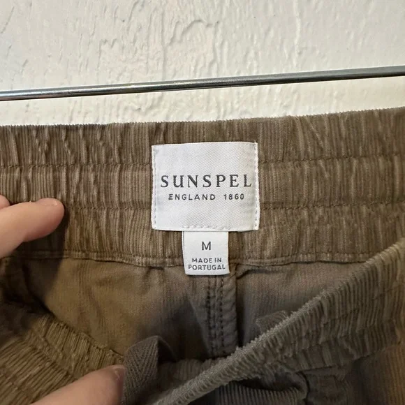 Sunspel England Mens Pants Size M Olive Green Brown Trousers Chino Drawstring - Picture 4 of 5